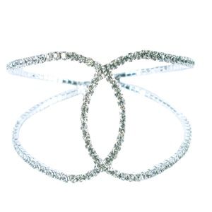 Sparkly Silver & Clear Crystal X Bracelet